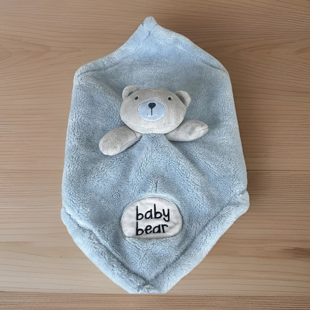 Baby Bear Gear Lovey Blanket BLUE Teddy 15x15 Security Lovie Soft Blue UNUSED